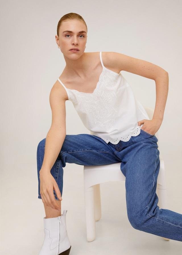 Embroidered cotton top