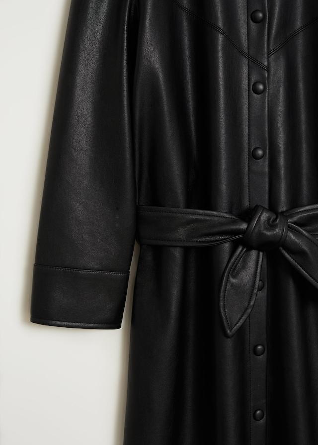 Faux-leather shirt dress