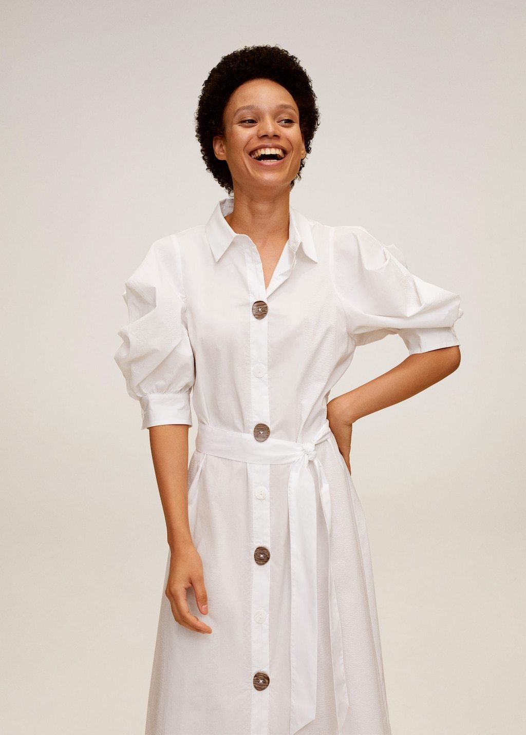 Poplin buttoned dress