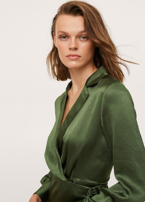 Wrapped satin dress
