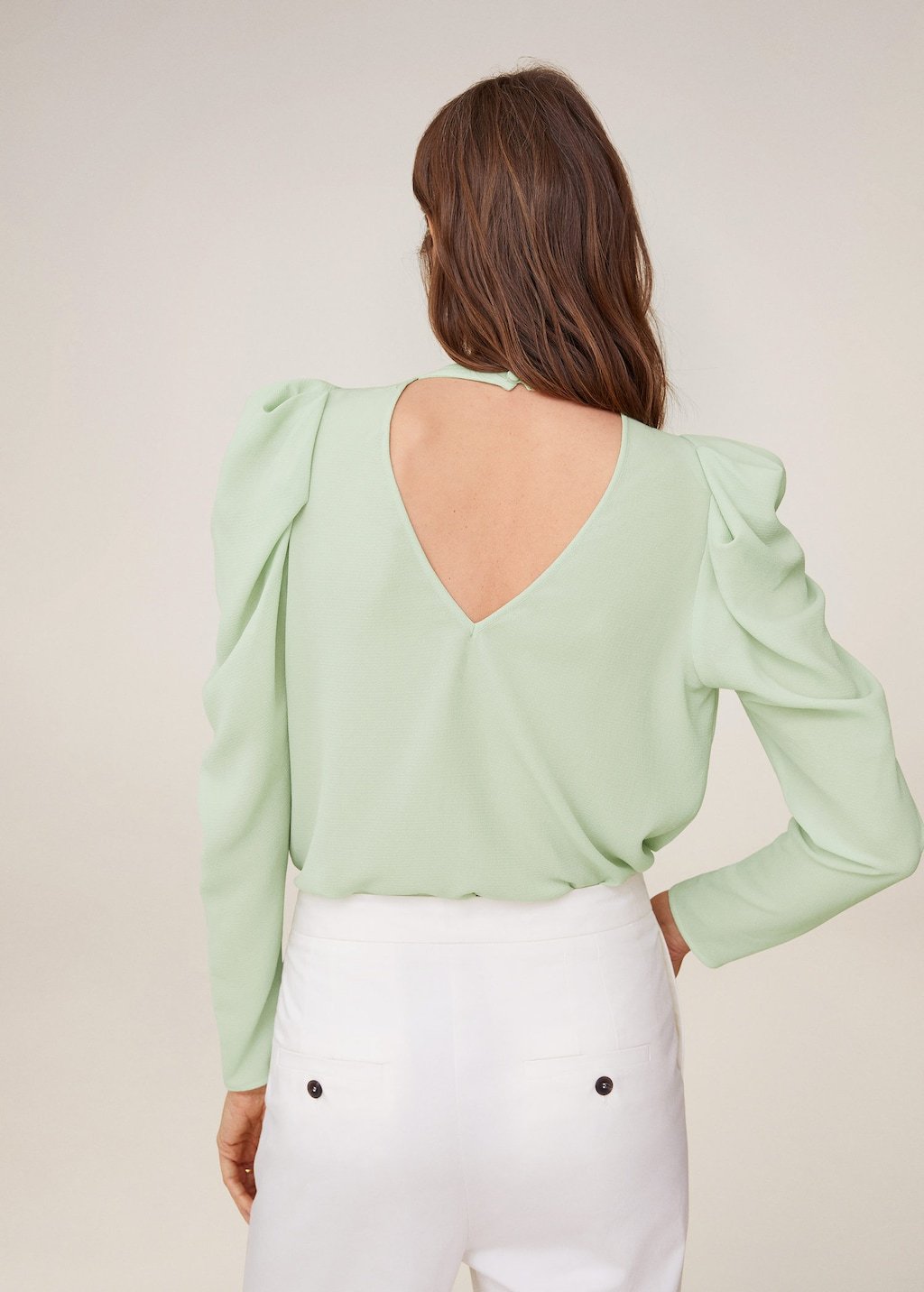 Puffed-shoulder blouse