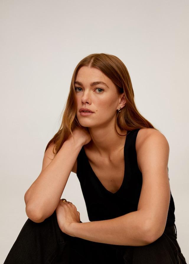 Strap cotton T-shirt