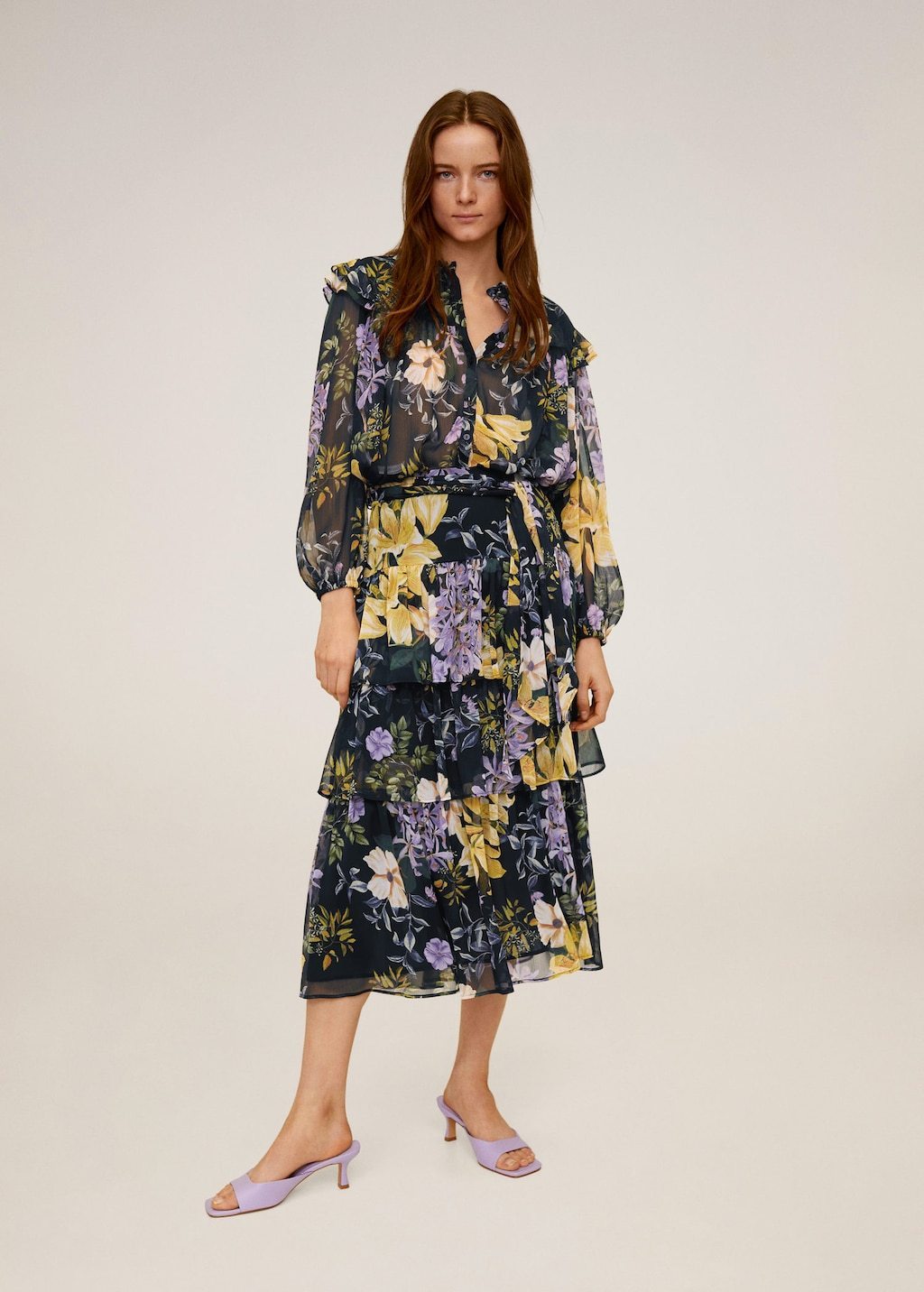 Floral-print flowy blouse