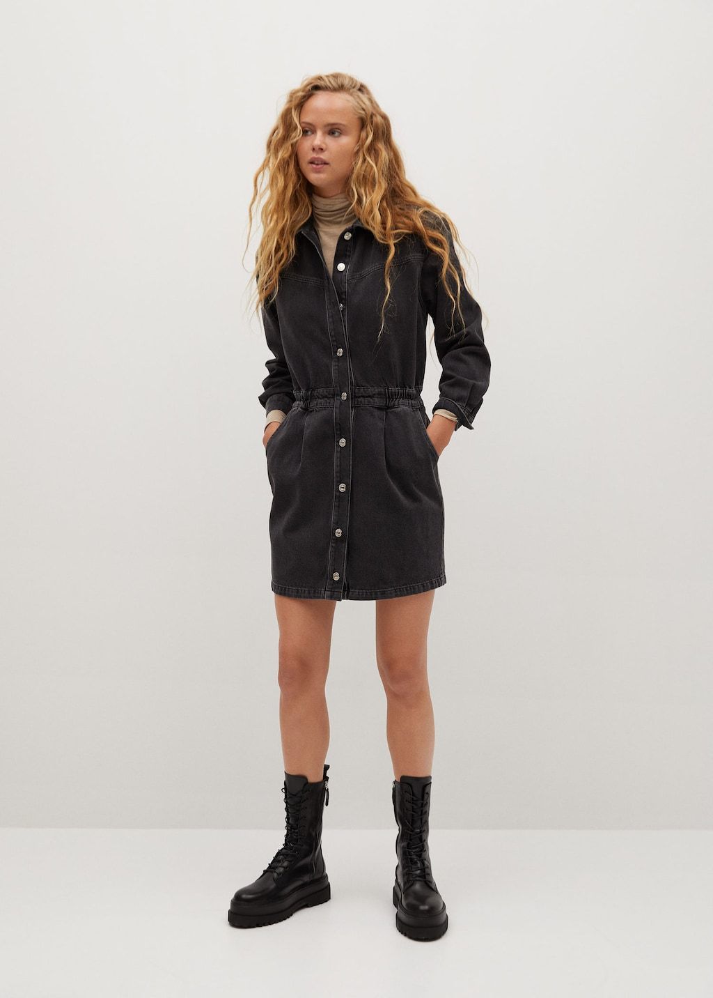 Denim elastic waist dress