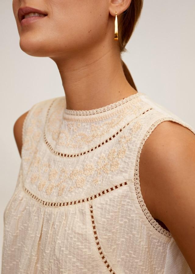 Embroidered open-work top
