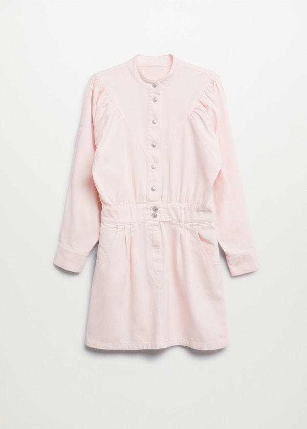 Denim dress with puffed sleeves