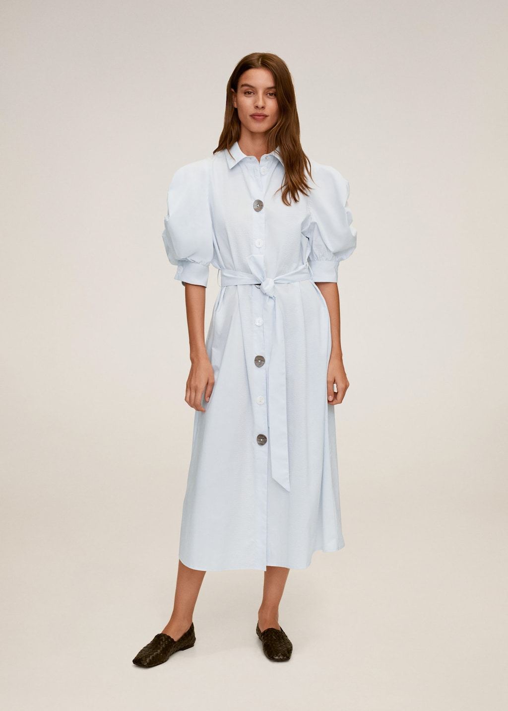 Poplin buttoned dress