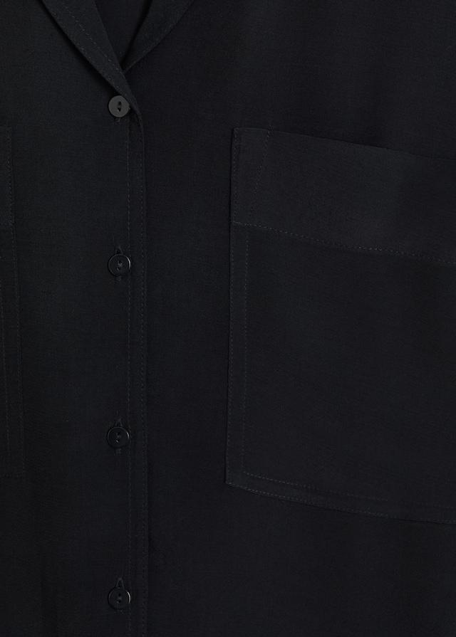 Chest-pocket flowy blouse