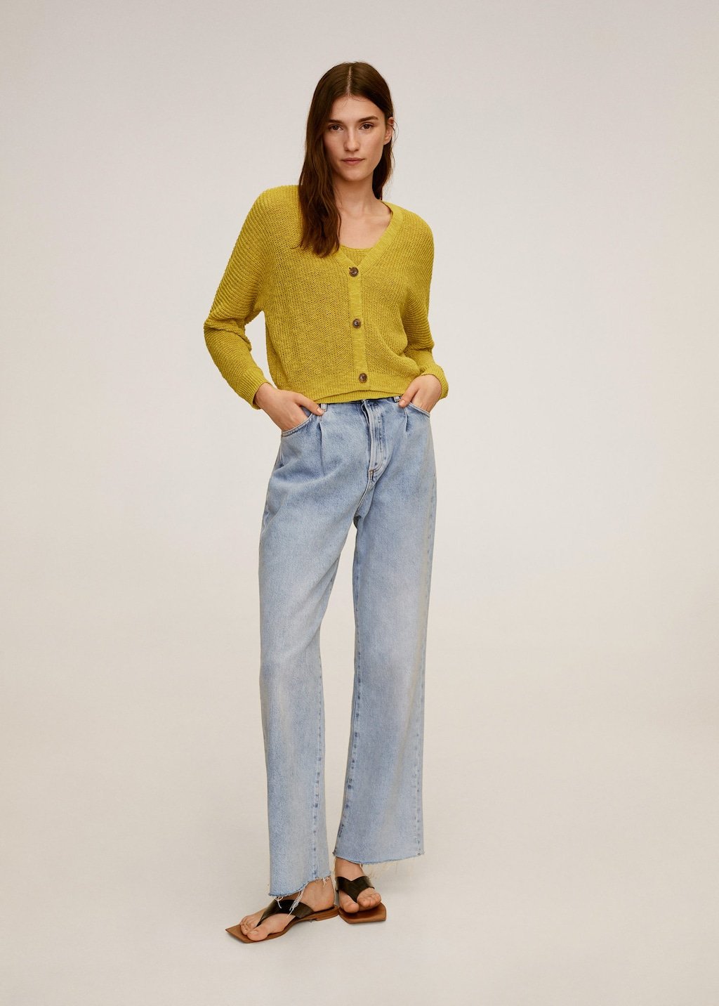 Linen cotton knit cardigan