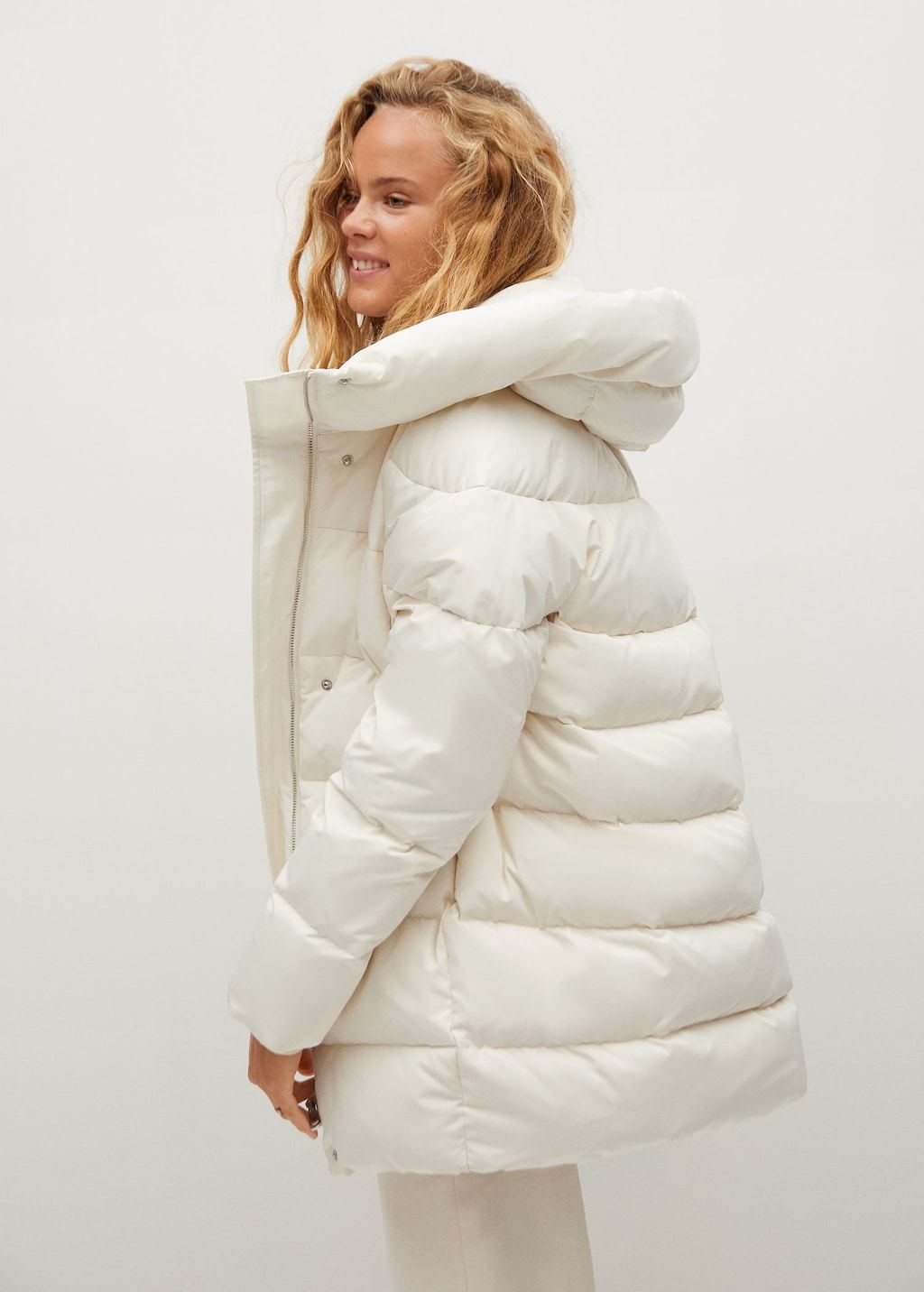 Feather down hooded coat