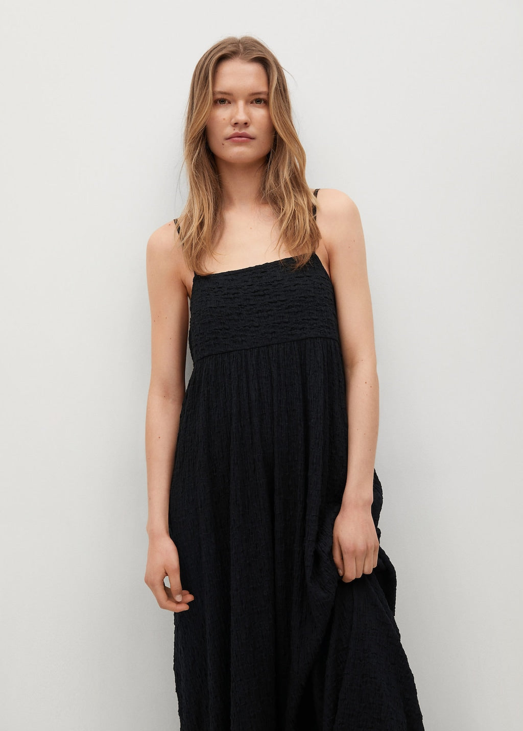 Textured cotton-blend dress