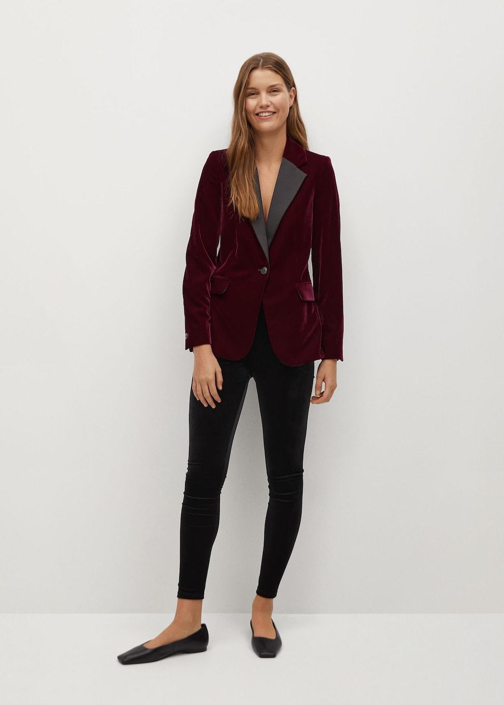 Contrast flap velvet blazer