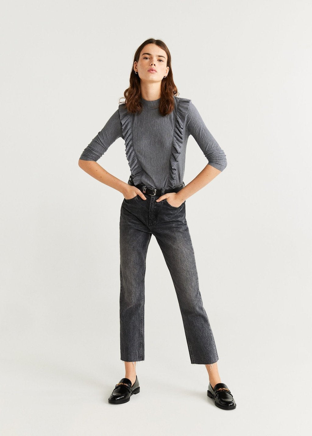 Ruffles pleated t-shirt