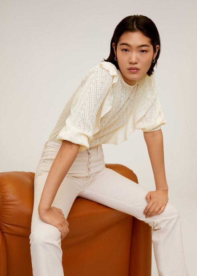 Openwork frills t-shirt