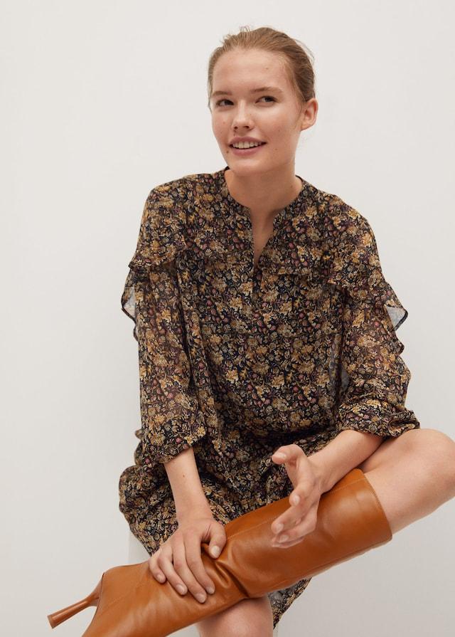 Ruffled floral print dress