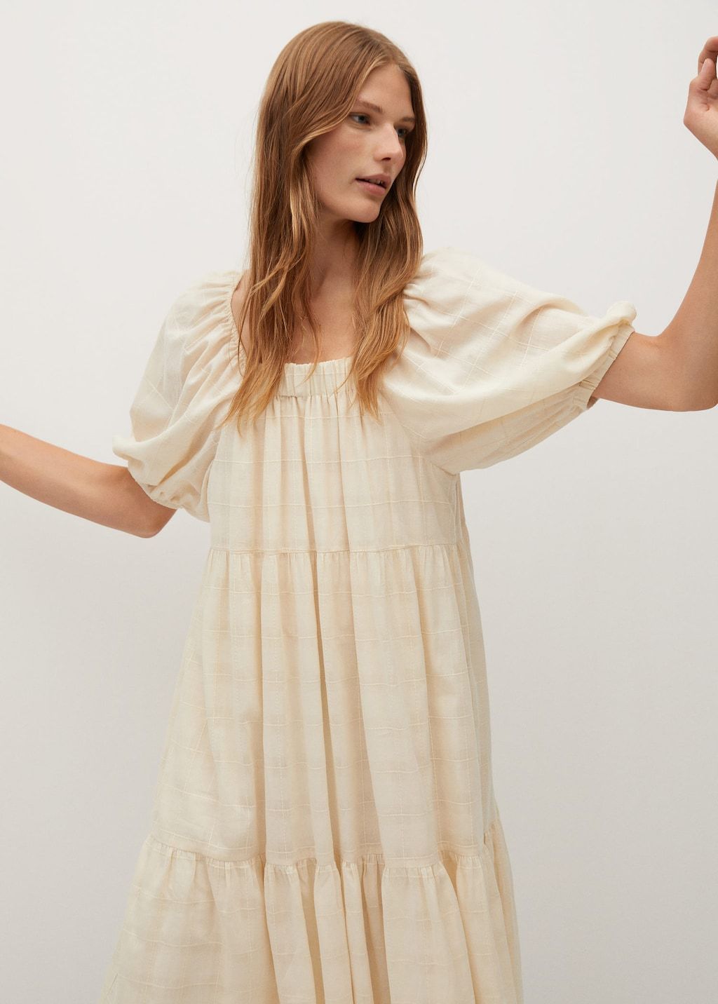 Puffed sleeves cotton dress