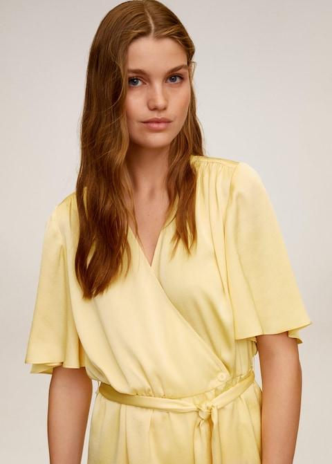 Wrap V-neckline blouse