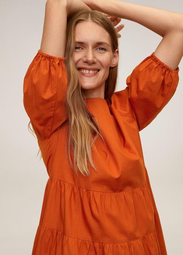 Puffed sleeves cotton dress