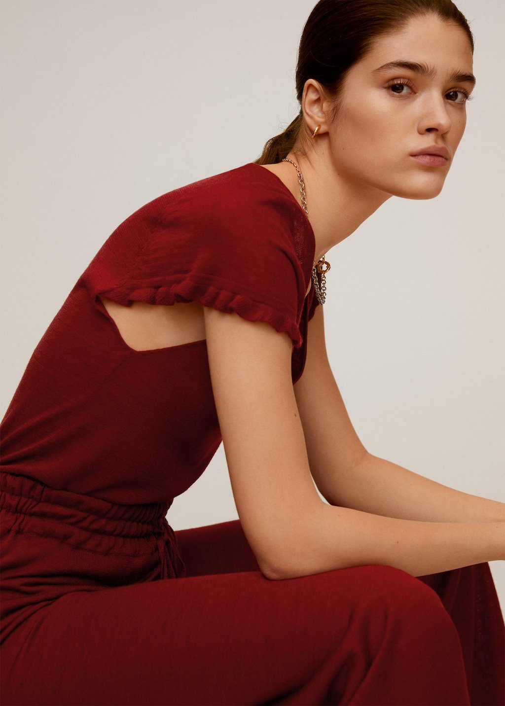 Frills linen t-shirt