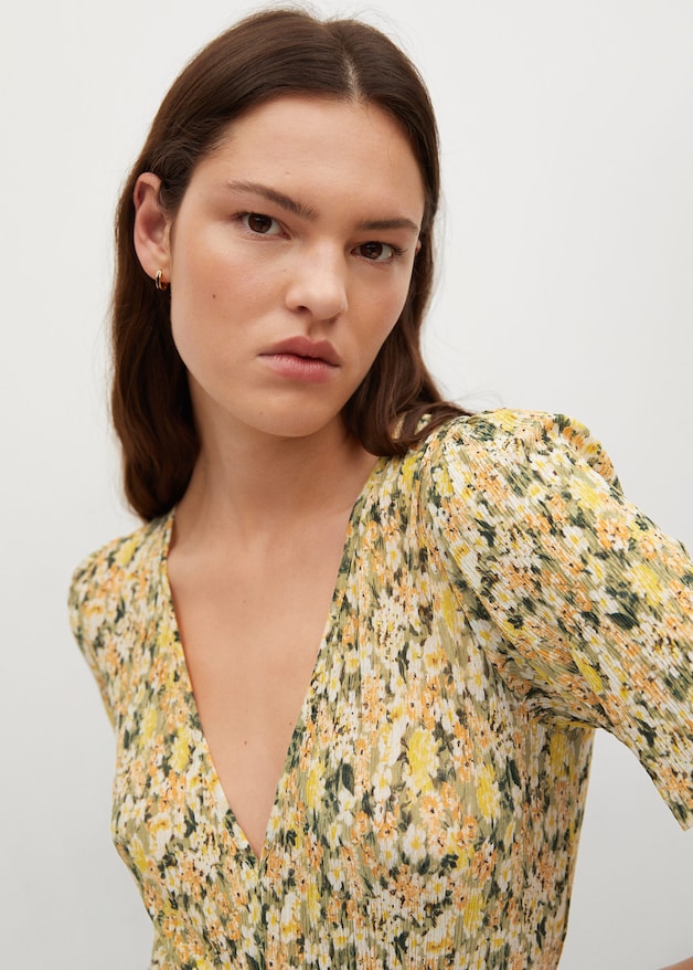 Printed pleated dress