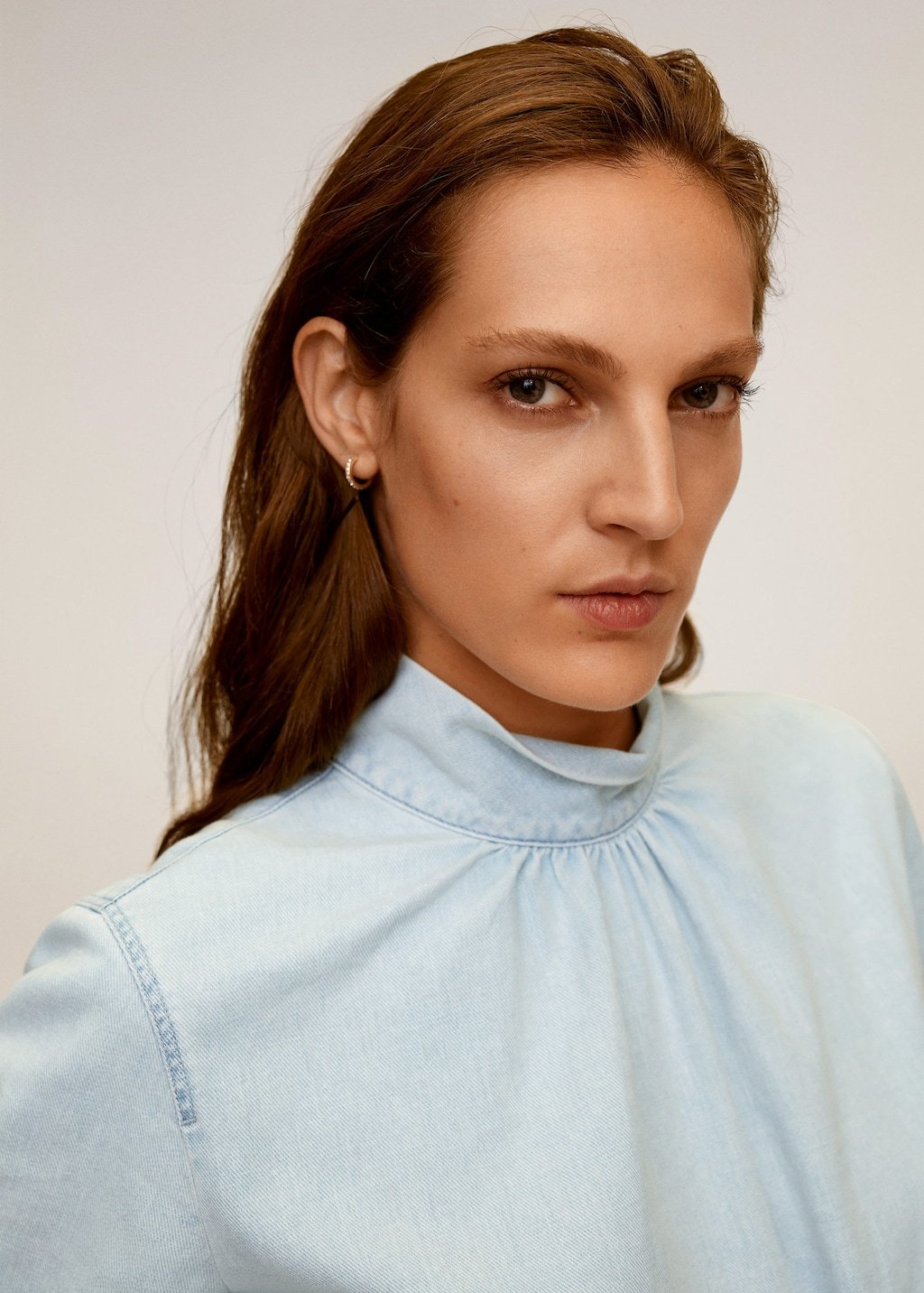 Medium wash denim shirt