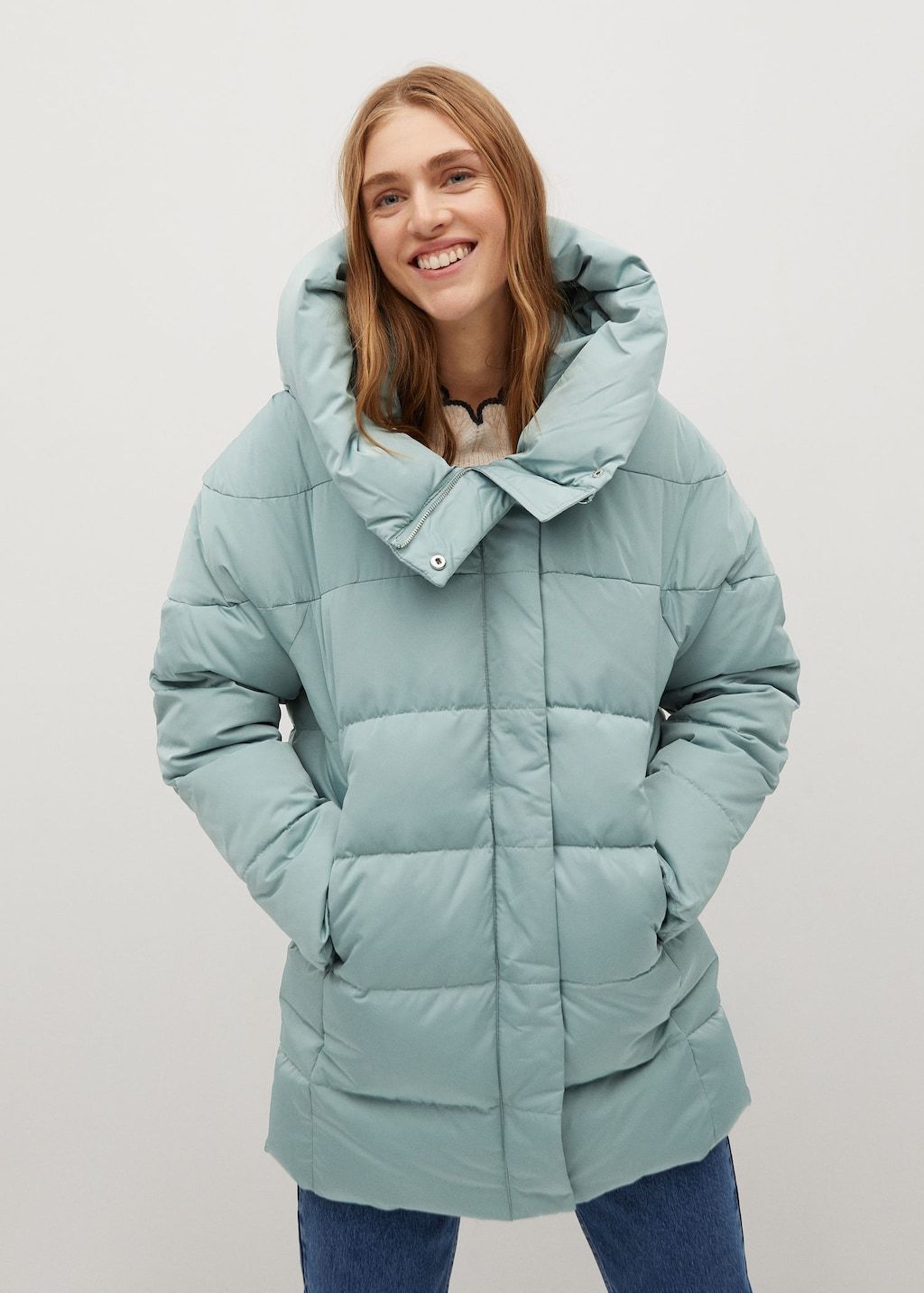 Feather down hooded coat
