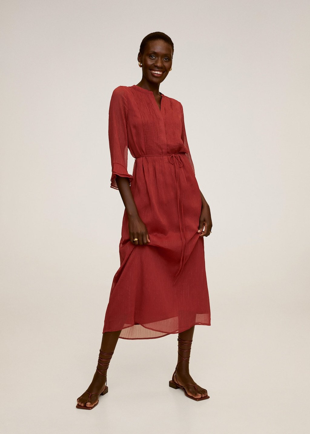 Metallic thread midi dress