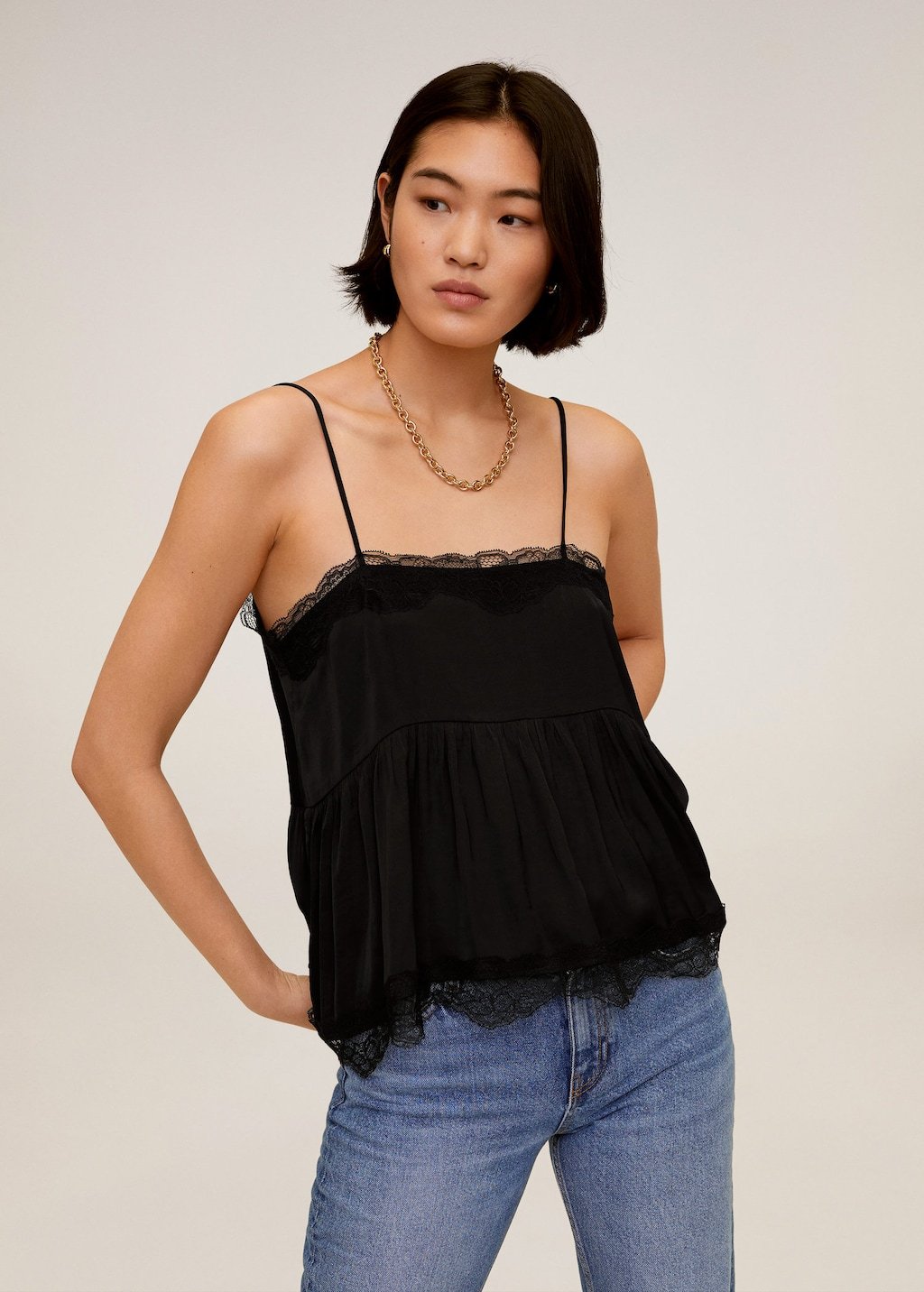 Lace appliqué top