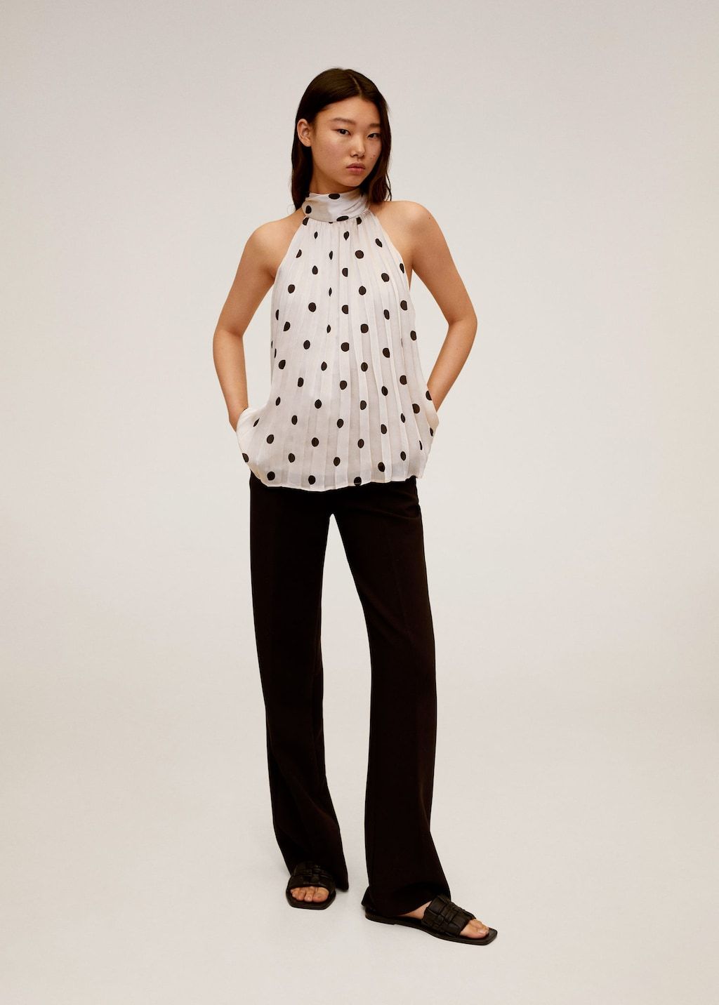 Polka-dot pleated top