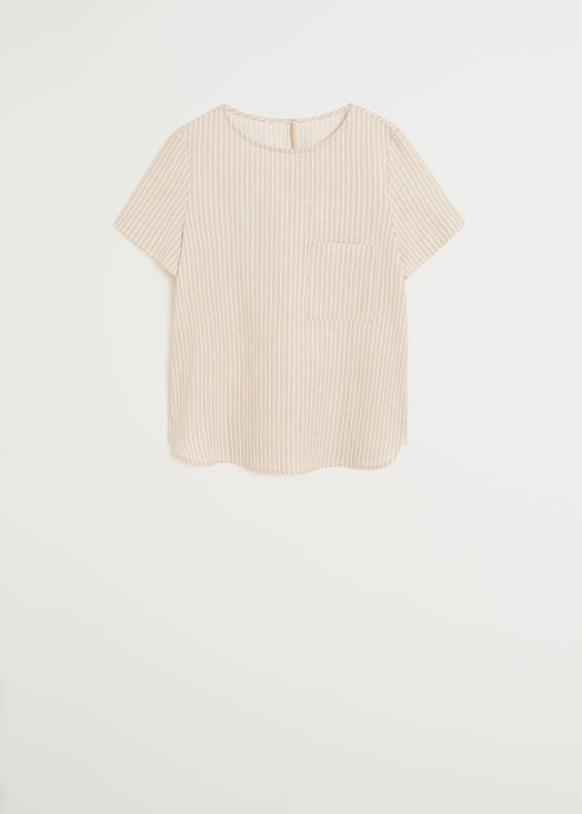 Pocket linen-blend blouse