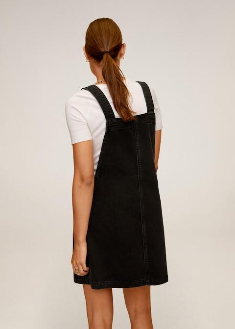 Black denim pinafore dress