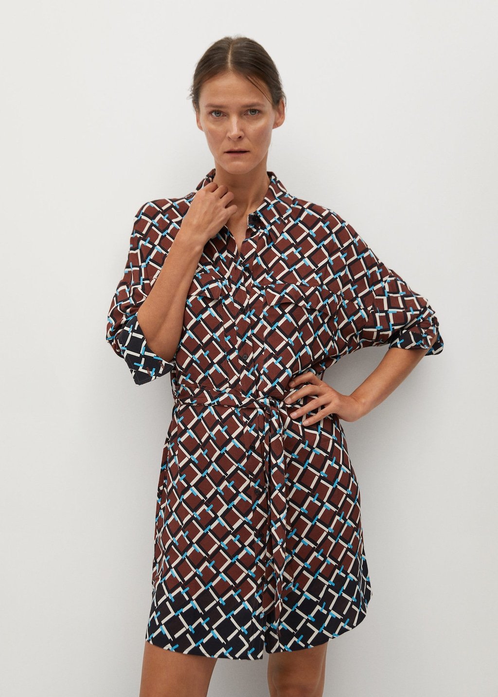 Navy Belt shirt dress