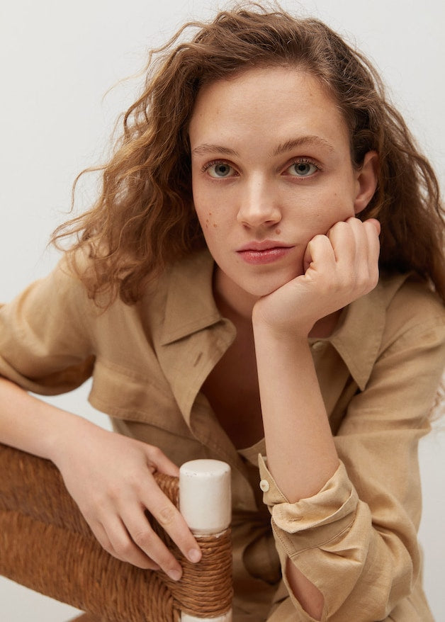 Linen-blend shirt dress