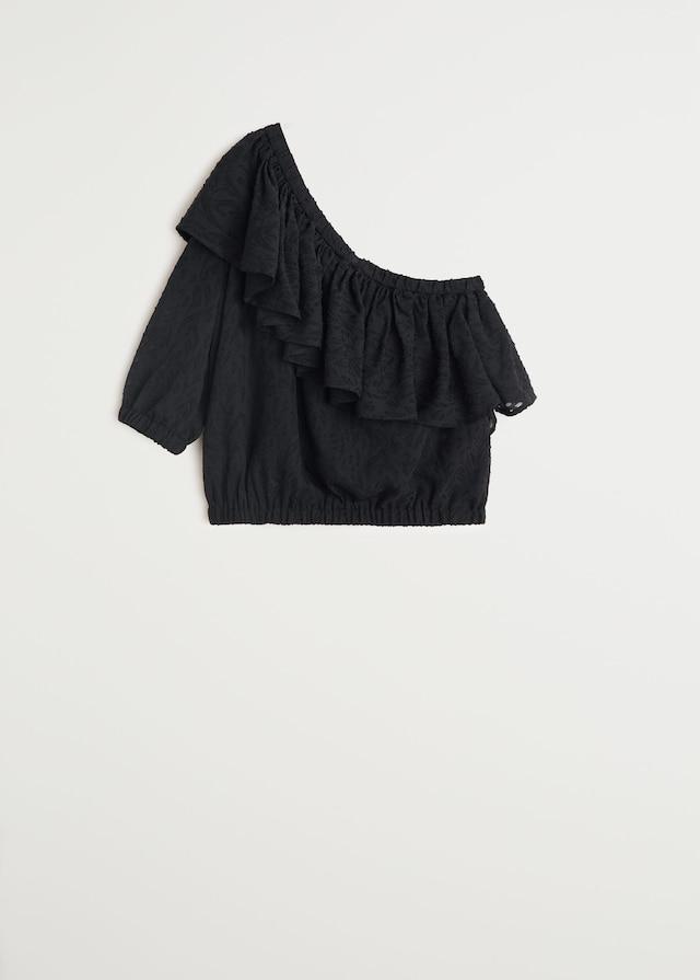 Ruffle asymmetric blouse