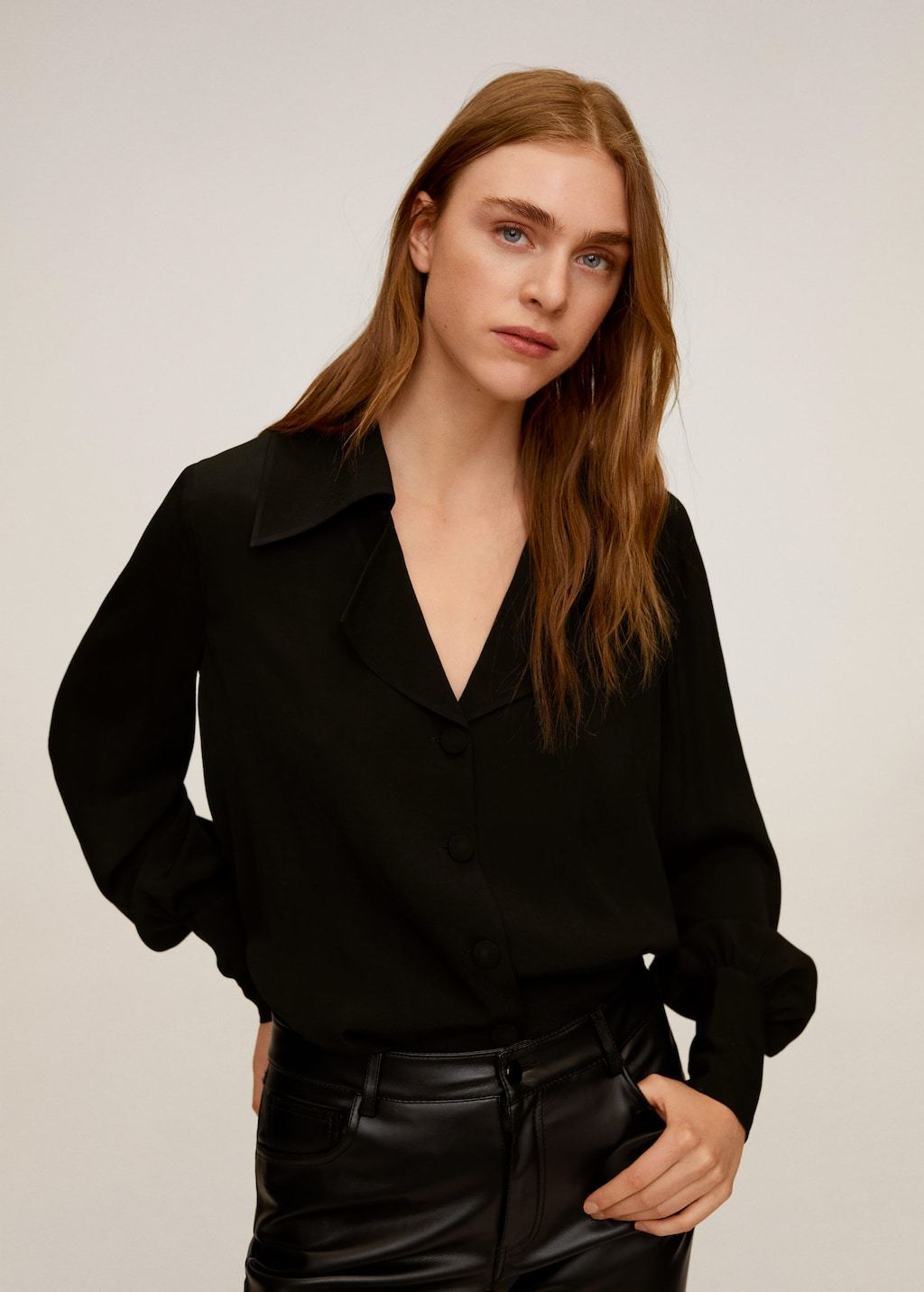 Wide lapel blouse